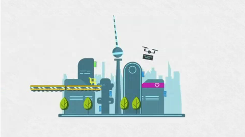 Thumbnail_Innovation_Erklärfilm / Animierte Stadt Berlin. Fliegende Drohne