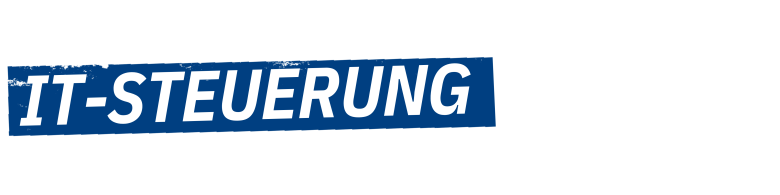 Schmales Banner mit Schrift: IT-Steuerung