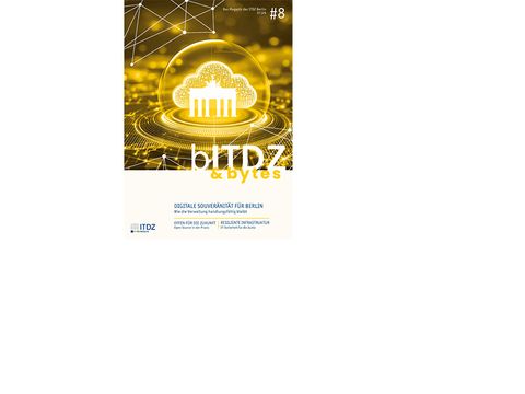 Titelbild der 8. Ausgabe der bITDZ & bytes mit goldenem Brandenburger Tor
