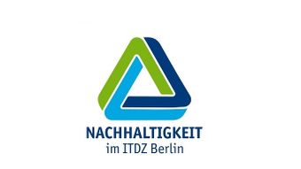 Icon zur ITDZ Berlin Nachhaltigkeit als grün, hellblau und dunkelblau verschlungenes Dreieck